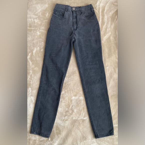 Vintage late80s-early90s Farlow high waist skinny jeans, washed black/grey - Picture 8 of 10